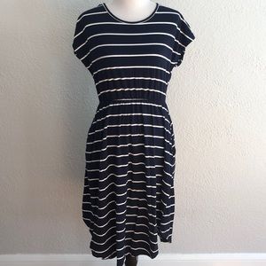 Navy blue stripped swim cover dress